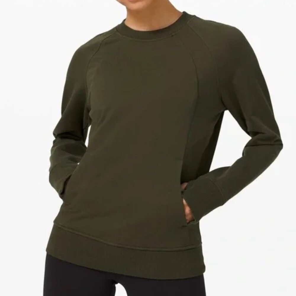 Lululemon Scuba Crew Long Sleeve Running Top Pullover Size 6 Green W3AAOS